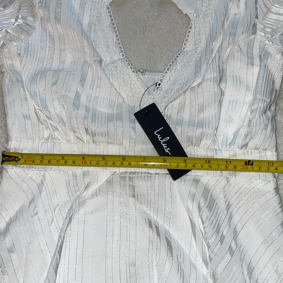 Lulus Adorable Essence White Striped Puff Sleeve Mini Dress - Picture 5 of 9